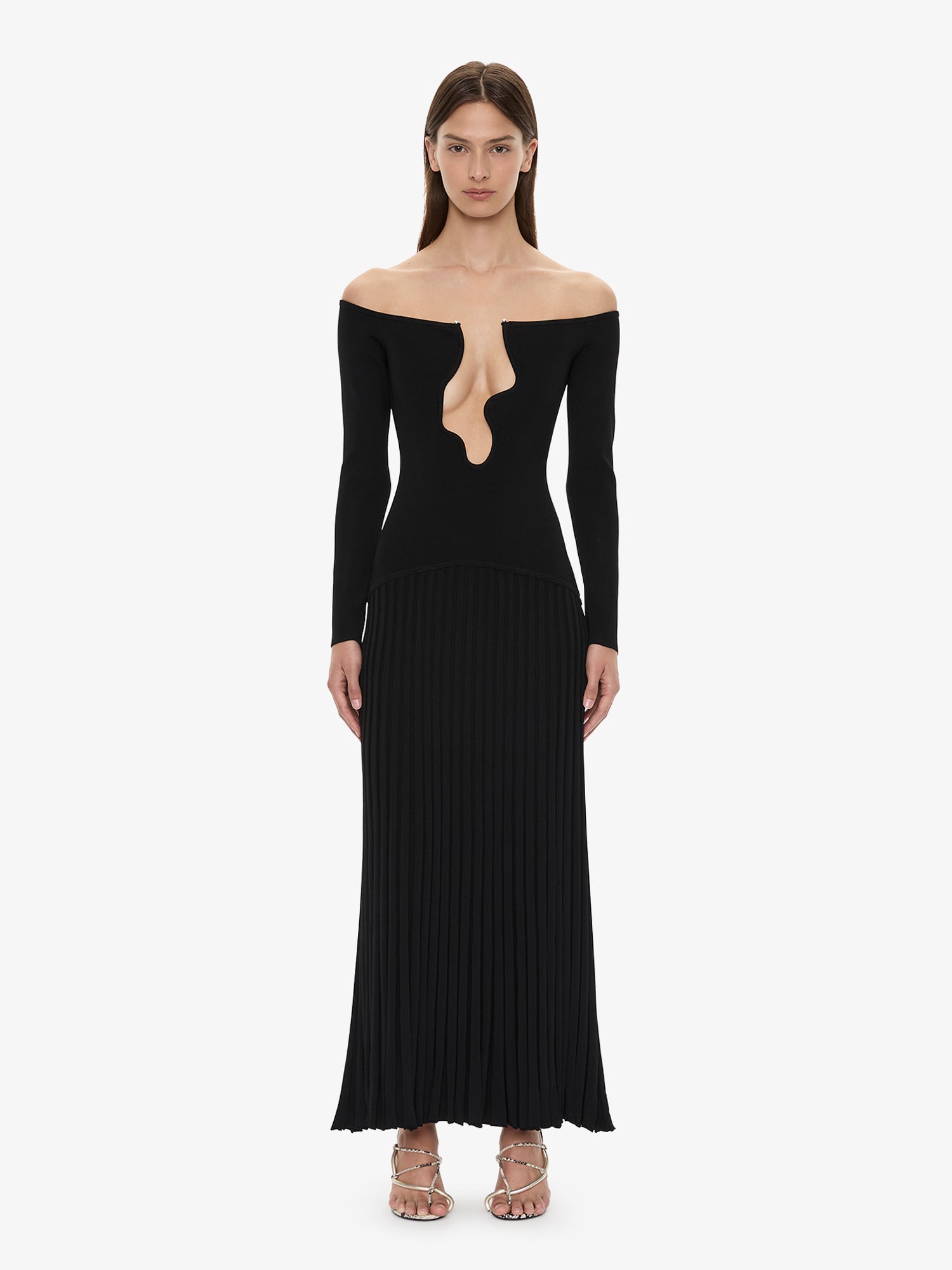 Salacia Pleated Off Shoulder Dress