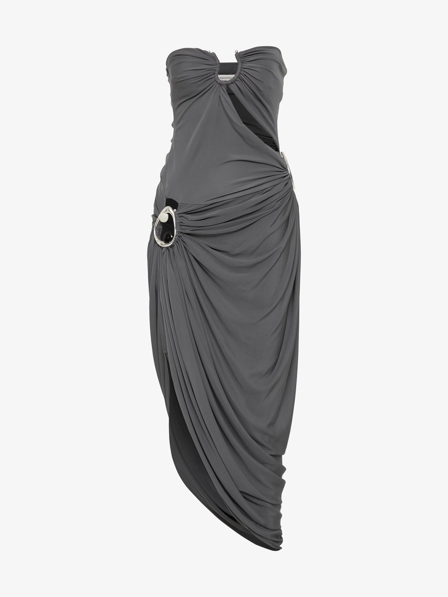 Orica Crystal Ruched Jersey Strapless Dress