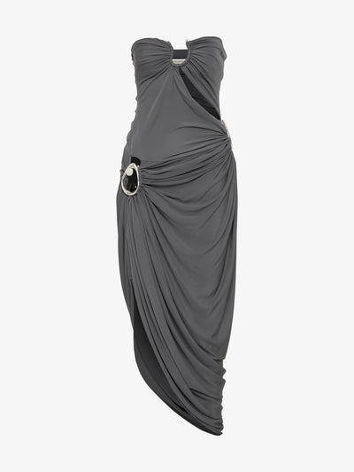 Orica Crystal Ruched Jersey Strapless Dress
