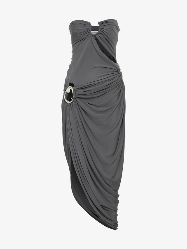 Orica Crystal Ruched Jersey Strapless Dress