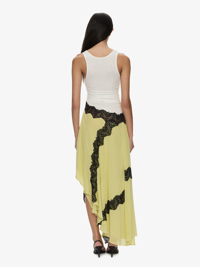 Cutaway Lace Gathered Tank Dress