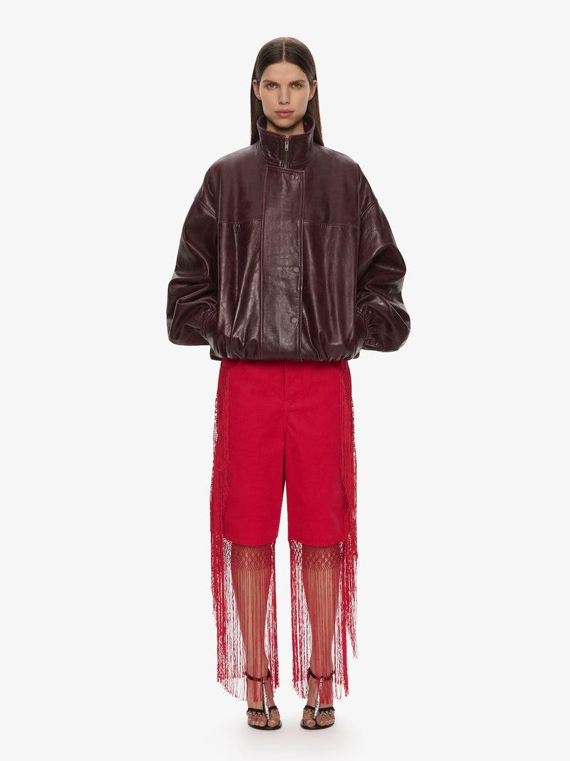 Macrame Fringed Corduroy Cropped Jean - Image 1
