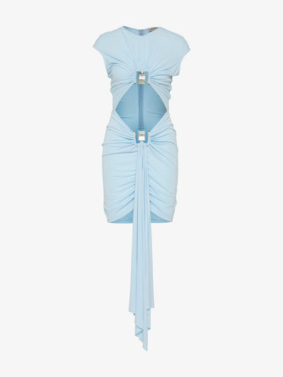 Bezel Quartz Disconnect Short Sleeve Mini Dress