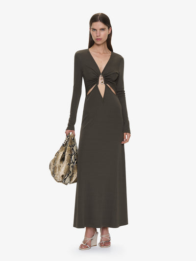 Droplet Crystal Loophole Long Sleeve Dress