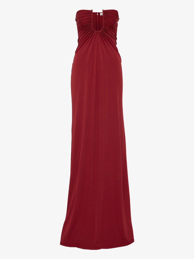 Arced Palm Strapless Dress