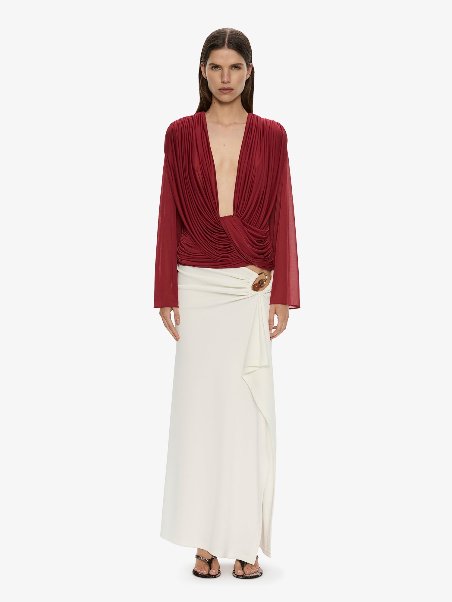 Ripple Drape Long Sleeve Top