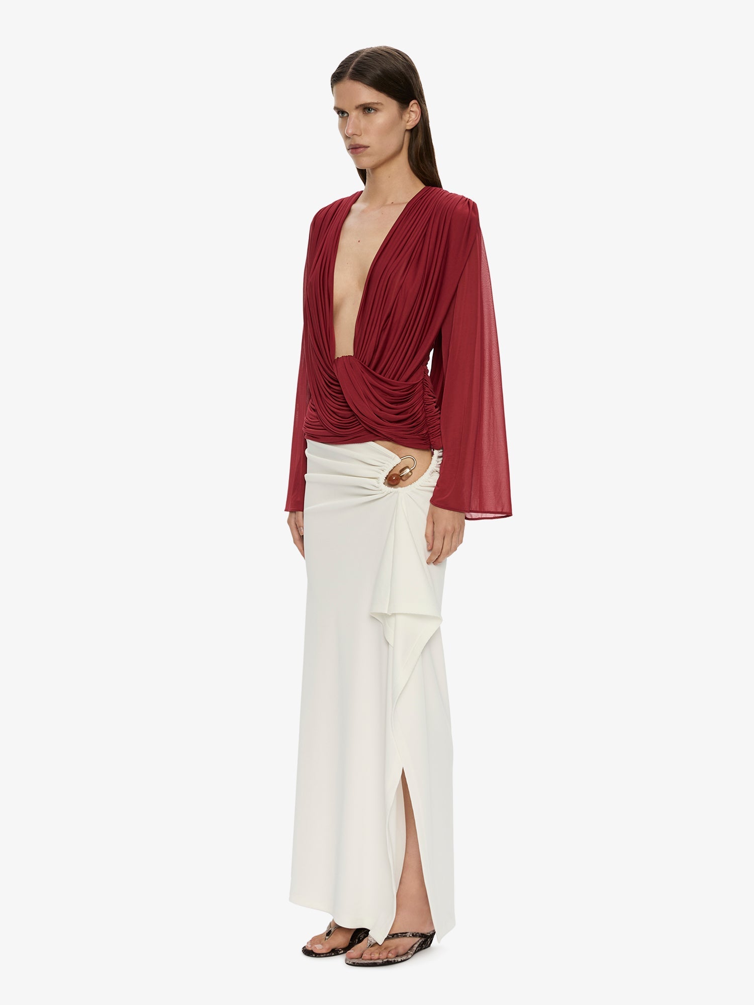 Ripple Drape Long Sleeve Top