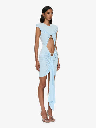 Bezel Quartz Disconnect Short Sleeve Mini Dress