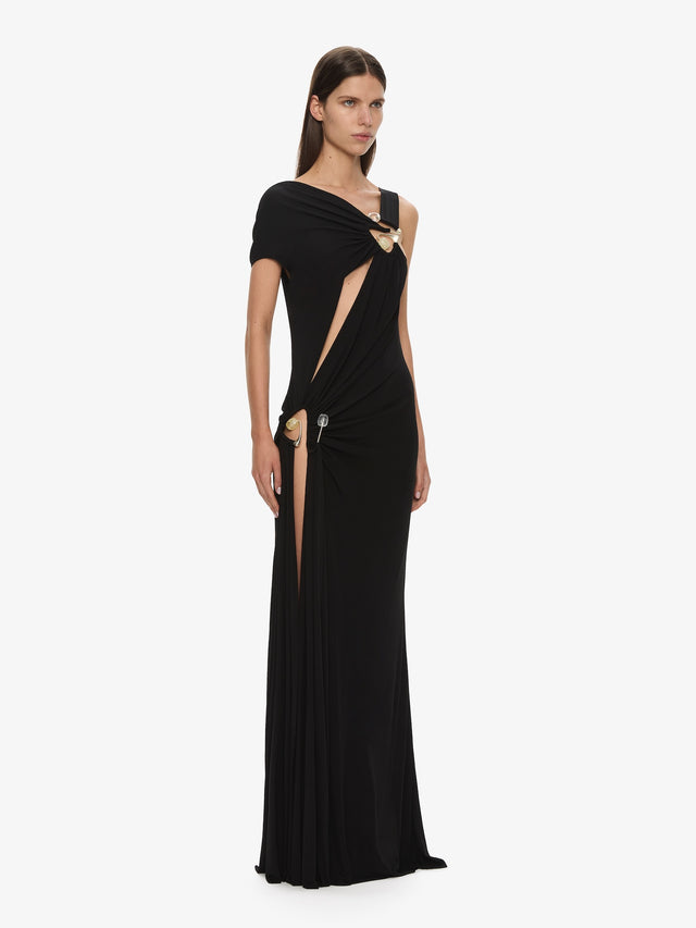 Veer Spiral Crystal Draped Jersey Dress