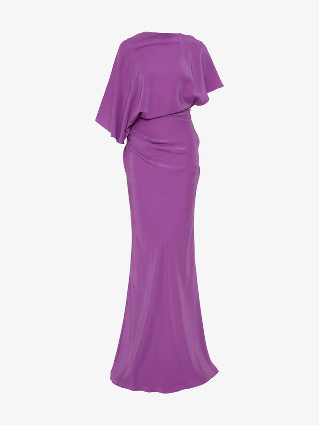Backless Drape Satin Dress