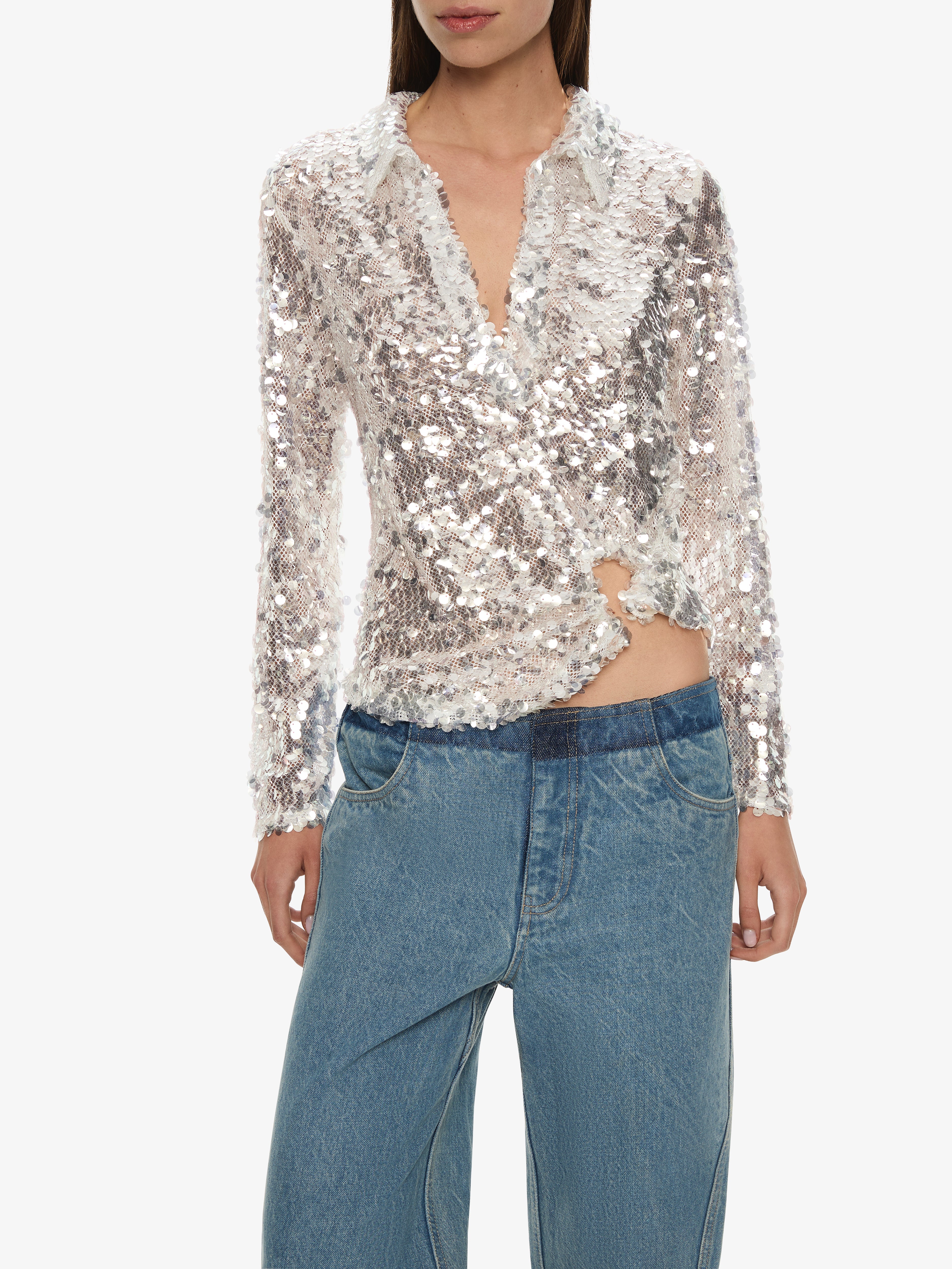 Opaline Sequin Long Sleeve Polo