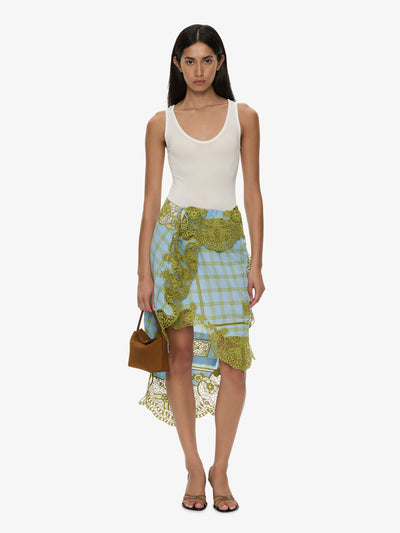 Embroidered Handkerchief Envelope Midi Skirt
