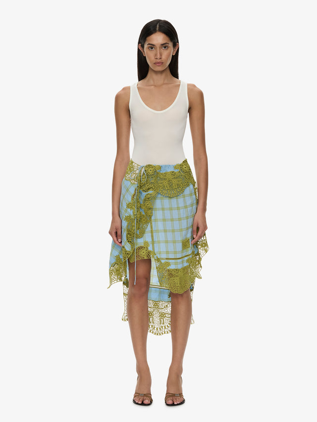 Embroidered Handkerchief Envelope Midi Skirt