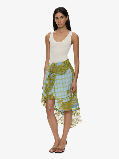 Embroidered Handkerchief Envelope Midi Skirt