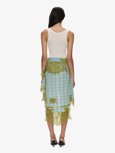Embroidered Handkerchief Envelope Midi Skirt