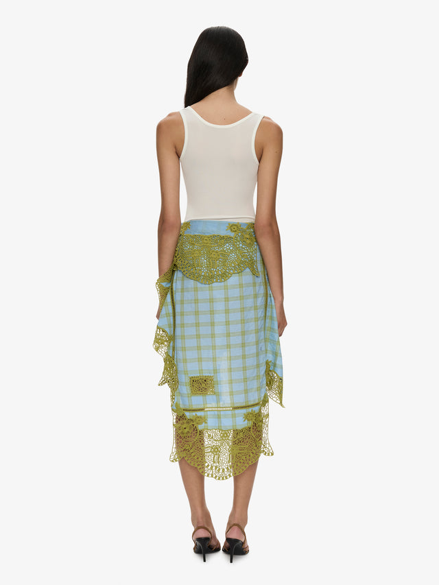 Embroidered Handkerchief Envelope Midi Skirt