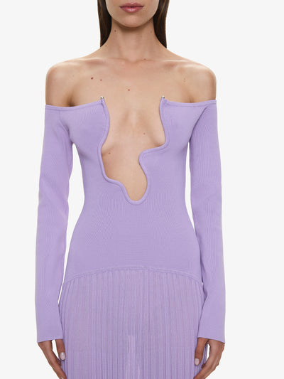 Salacia Pleated Off Shoulder Dress