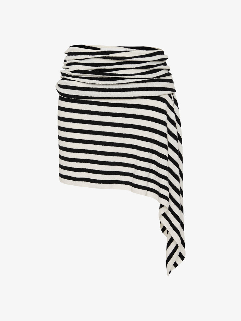 Stripe Knit Extension Drape Mini Skirt - Image 5