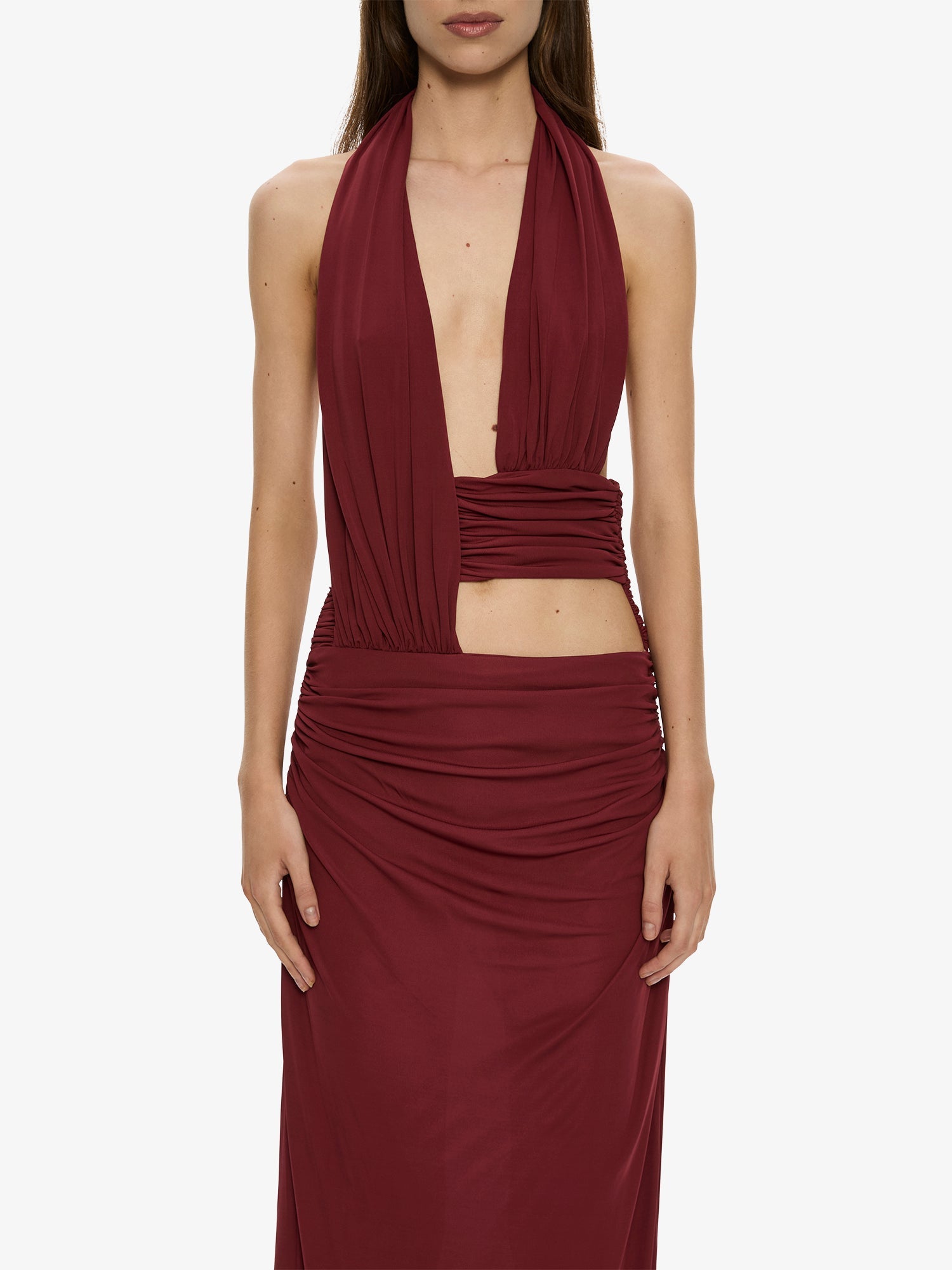 Draped Cummerbund Jersey Dress