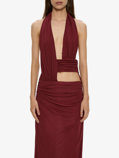 Draped Cummerbund Jersey Dress