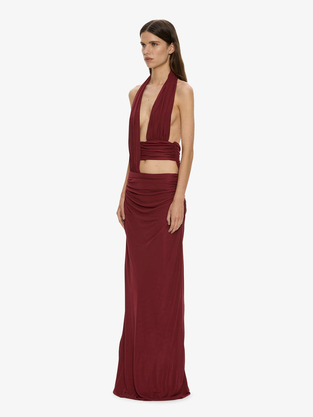 Draped Cummerbund Jersey Dress