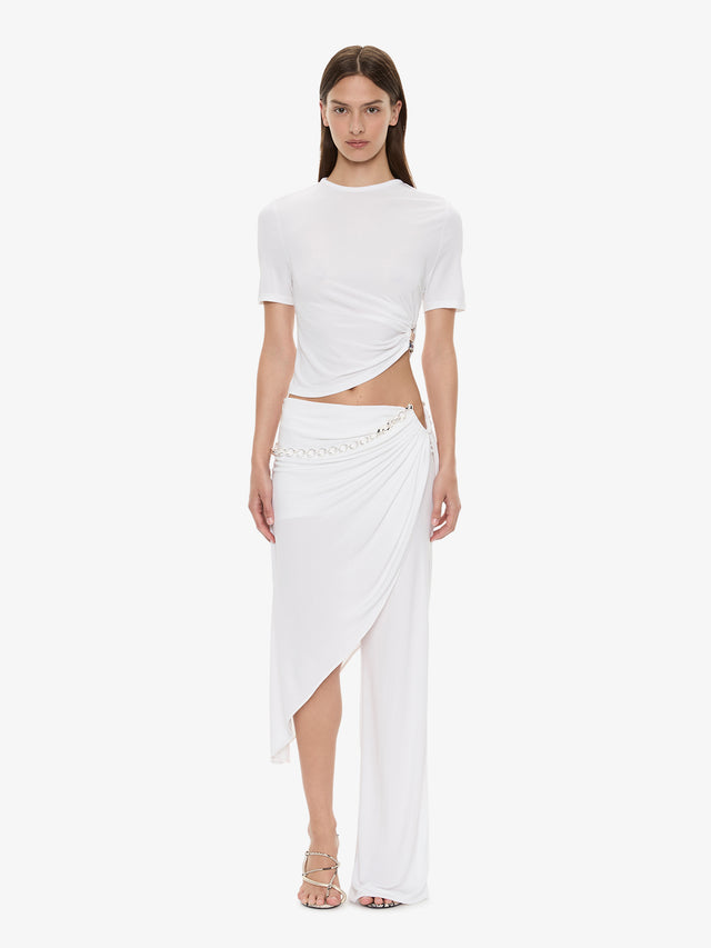 Crystal Cable Chain Draped Skirt Trouser