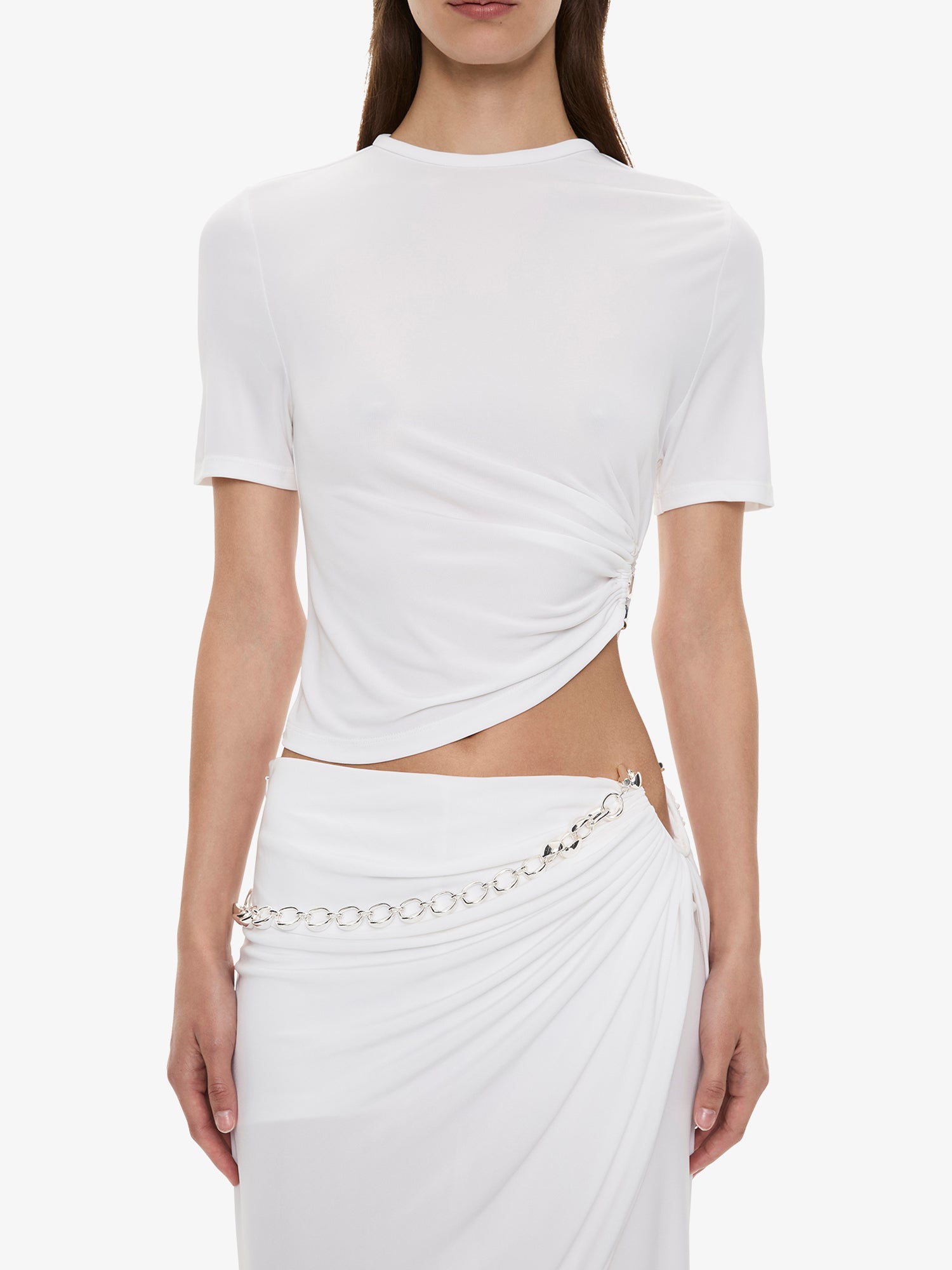 Crystal Cable Chain Draped Skirt Trouser