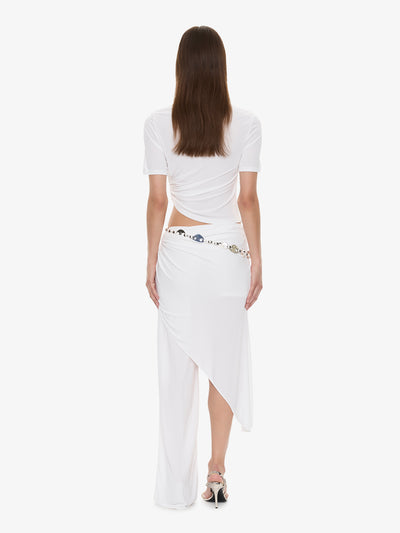 Crystal Cable Chain Draped Skirt Trouser