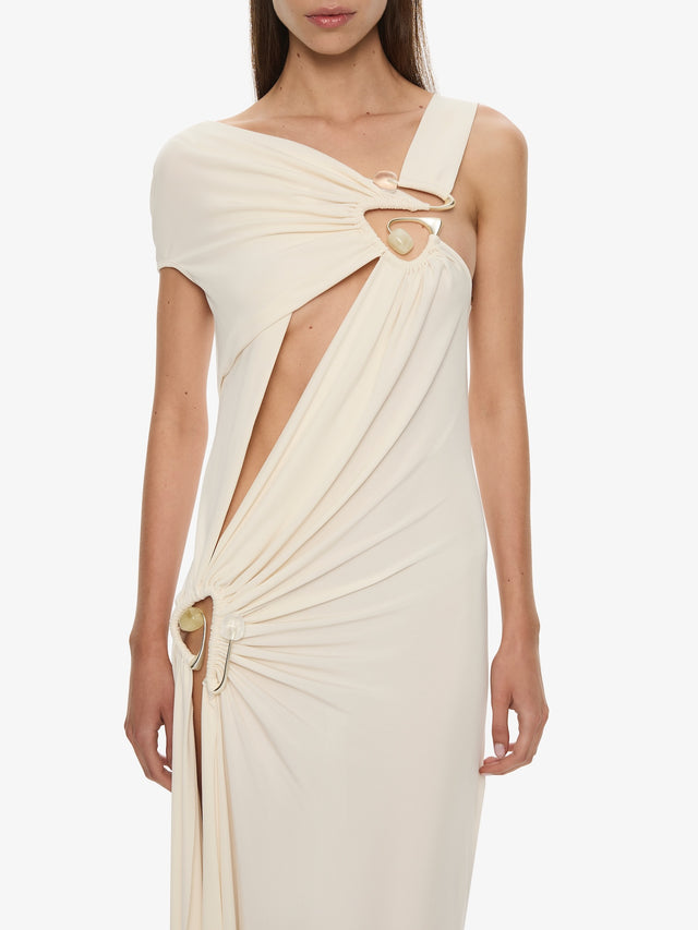 Veer Spiral Crystal Draped Jersey Dress