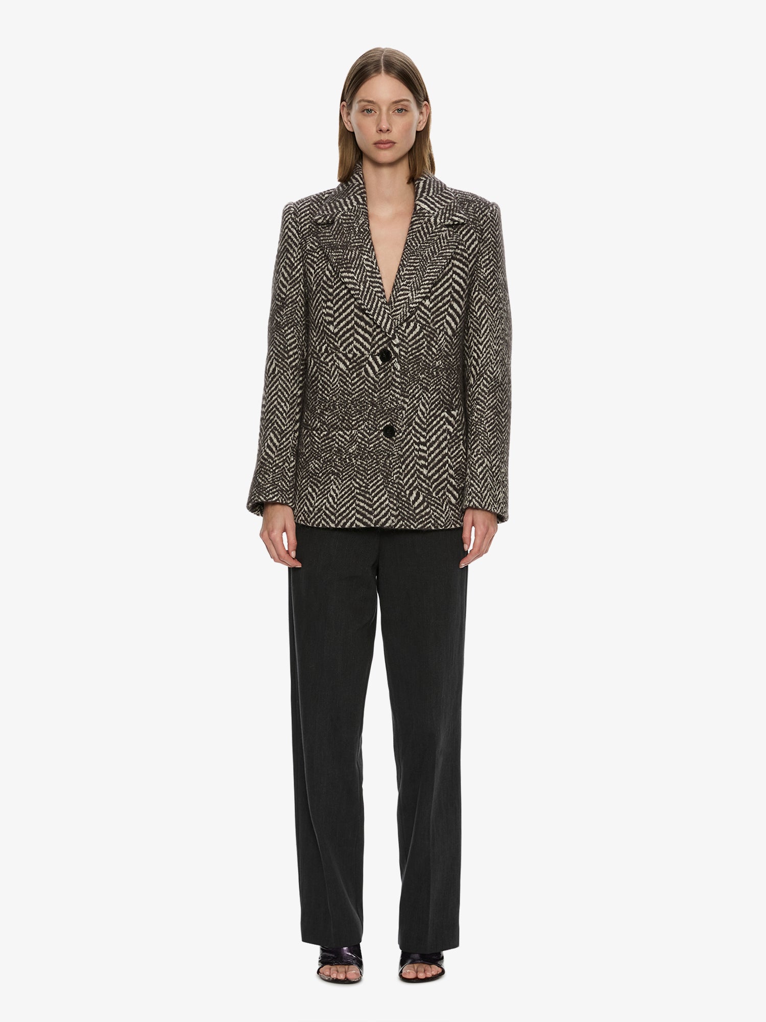 Warped Herringbone Peacoat