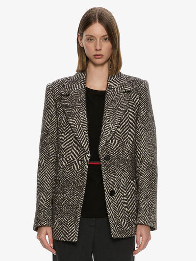 Warped Herringbone Peacoat