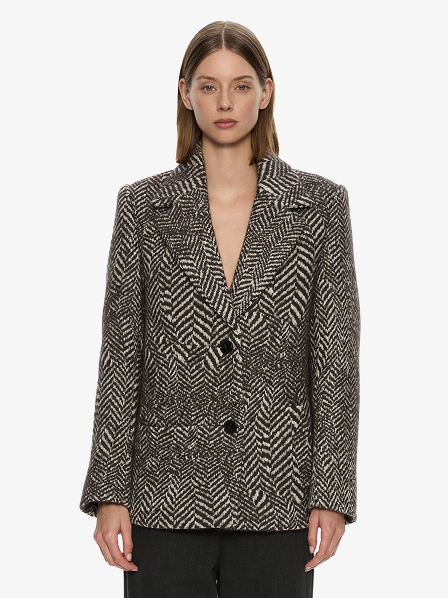 Warped Herringbone Peacoat