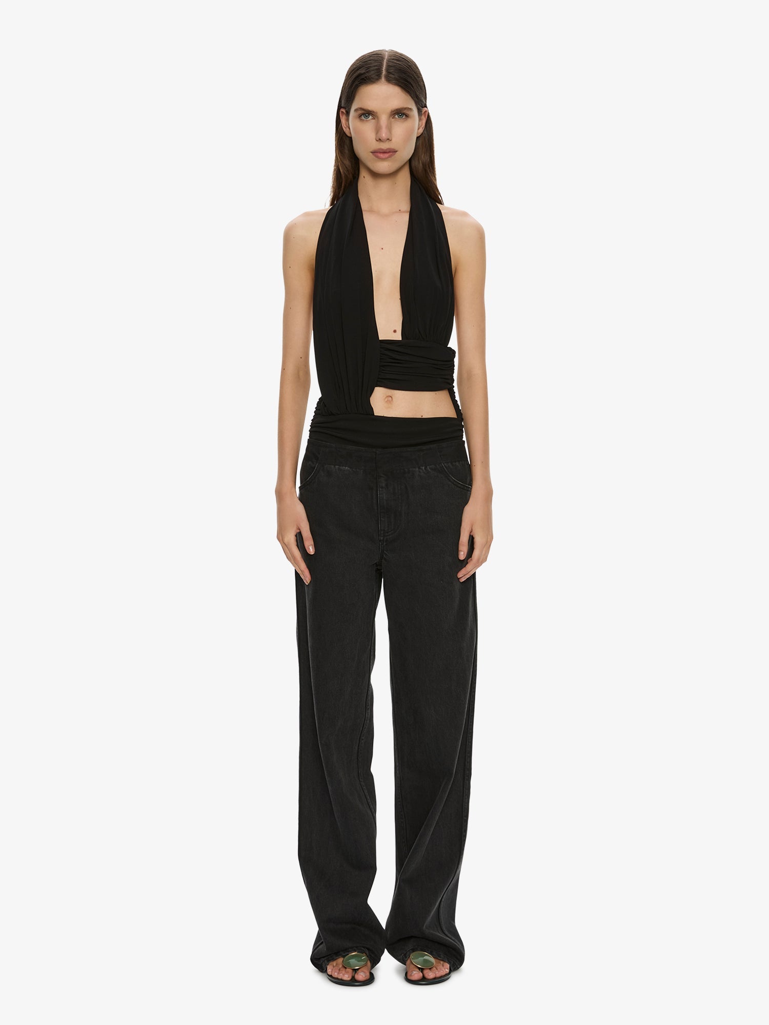 Draped Cummerbund Jersey Top