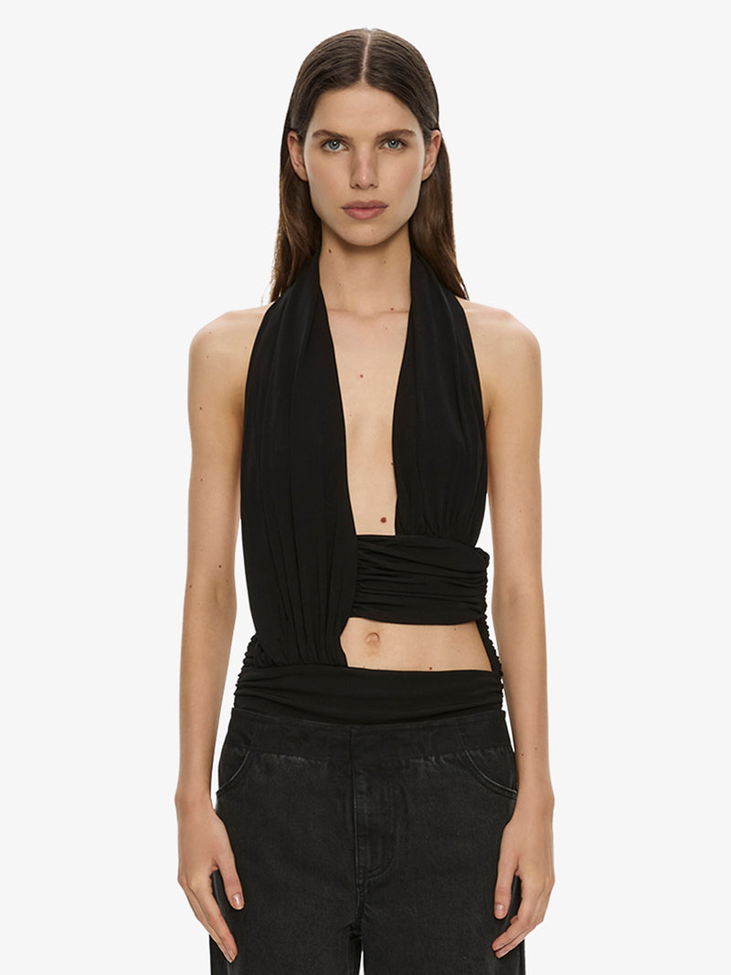 Draped Cummerbund Jersey Top - Image 1