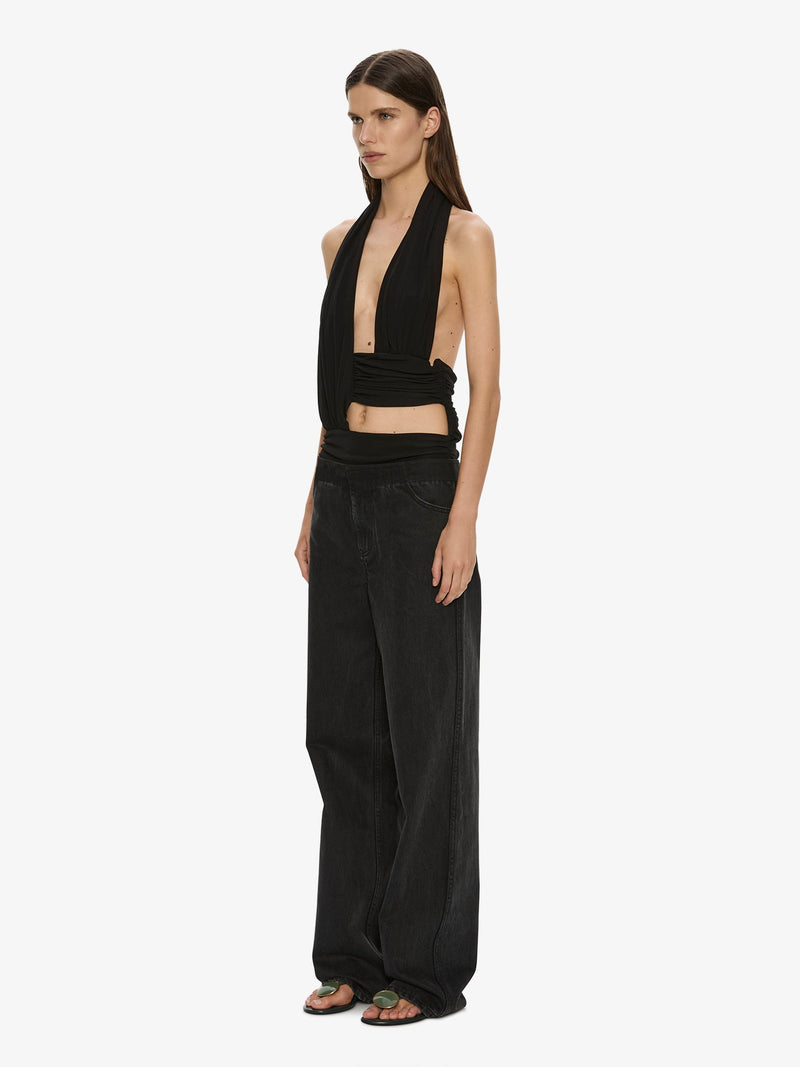 Draped Cummerbund Jersey Top - Image 3