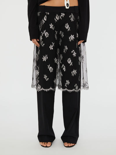 Lace Sarong Wool Trouser
