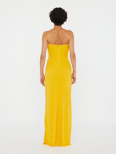 Arced Palm Strapless Dress