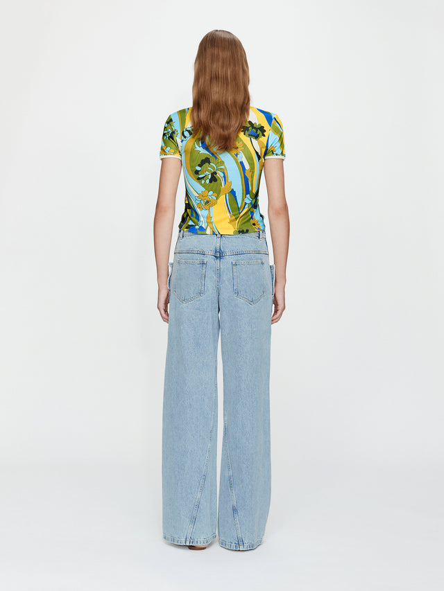 Acidic Floral Open Twist Tee