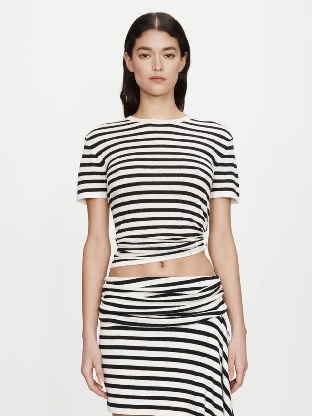 Stripe Knit Ruched Orbit Tee
