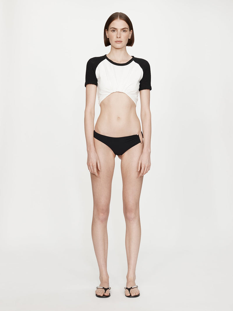 Tucked Ringer Jersey Knit Tee - Image 1