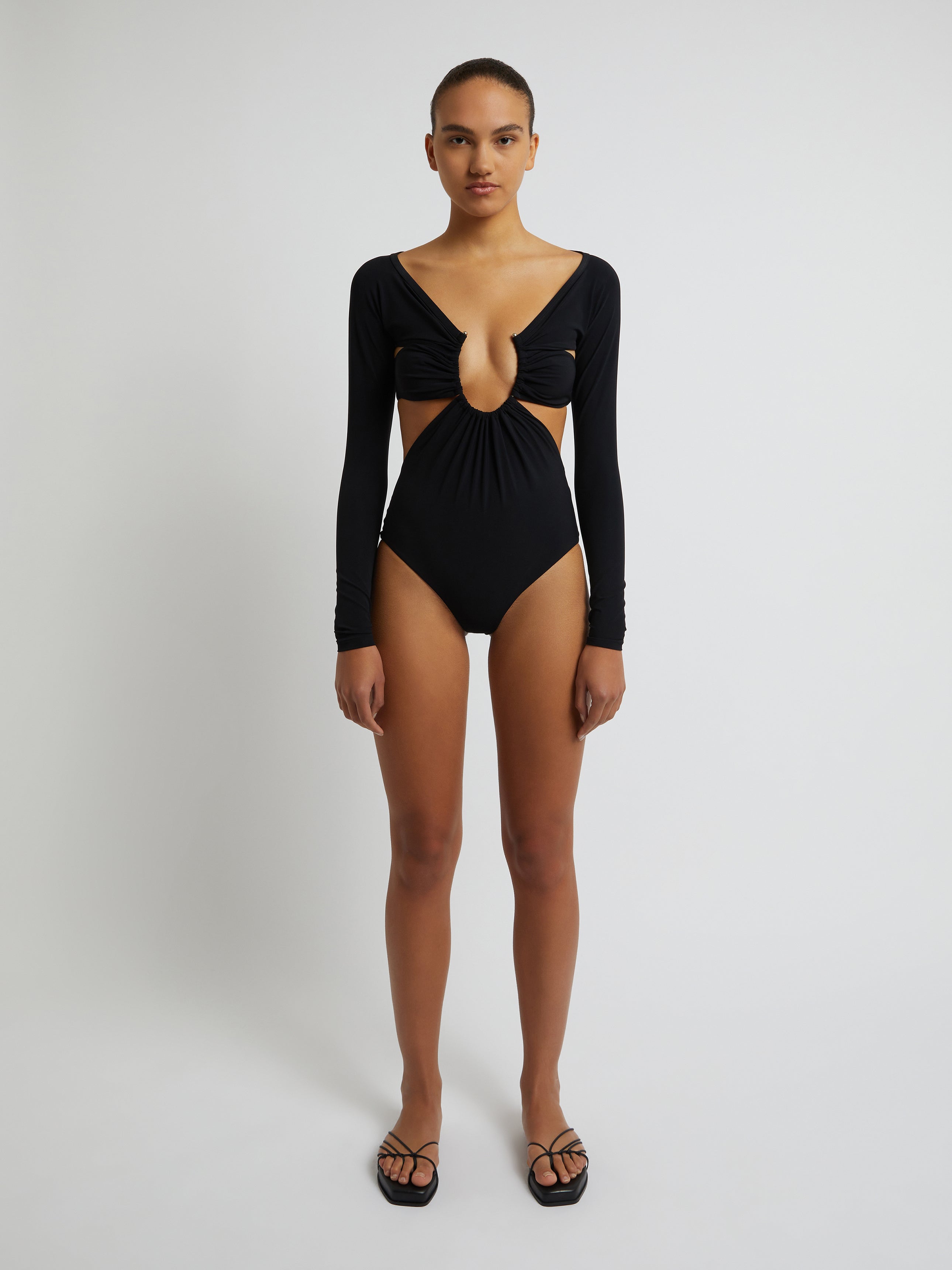 Odessa Ruched Prong Long Sleeve One Piece